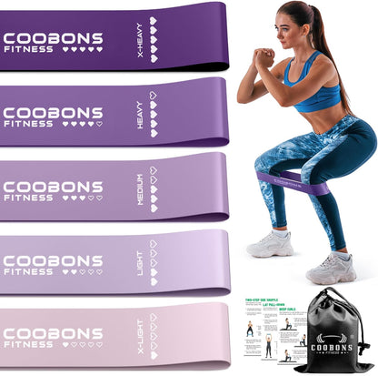 Elastic Resistance Bands Set for Yoga, Pilates, and Strength Training - 5-Pack